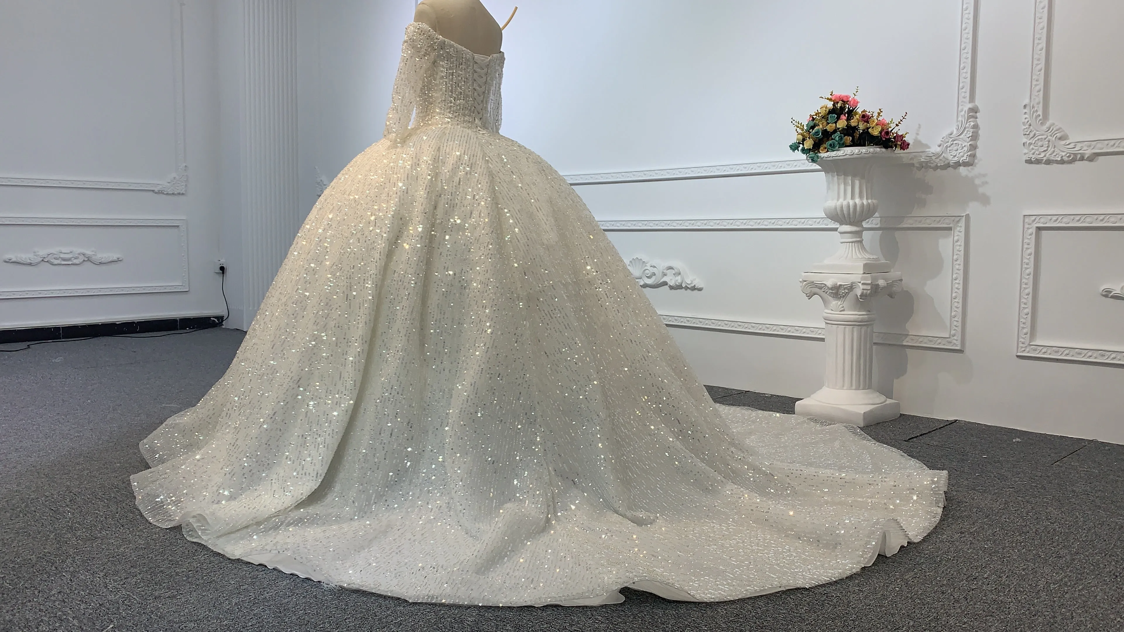B231- BYG Squeins Beading Lace Wedding Ball Gown