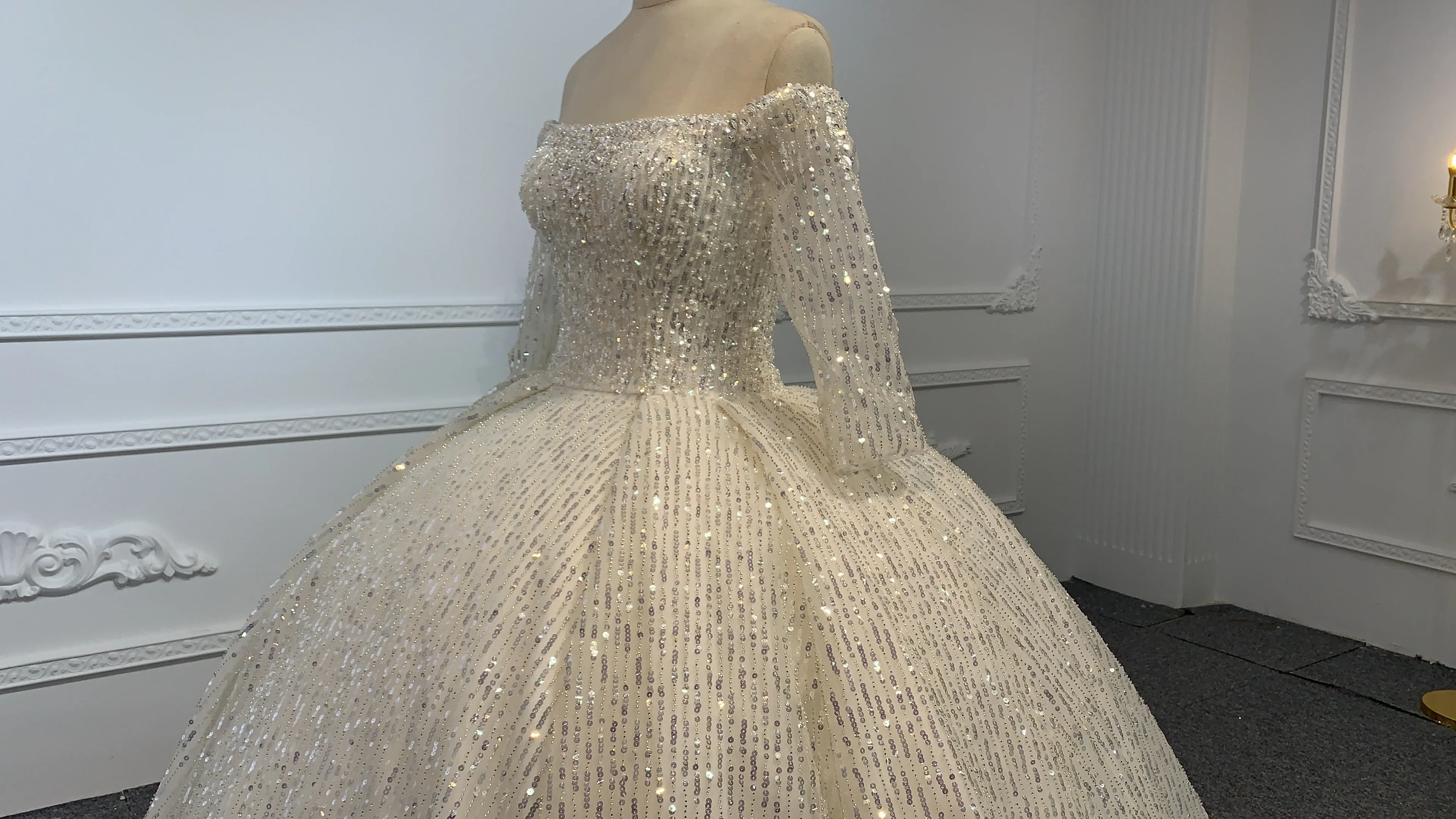 B231- BYG Squeins Beading Lace Wedding Ball Gown