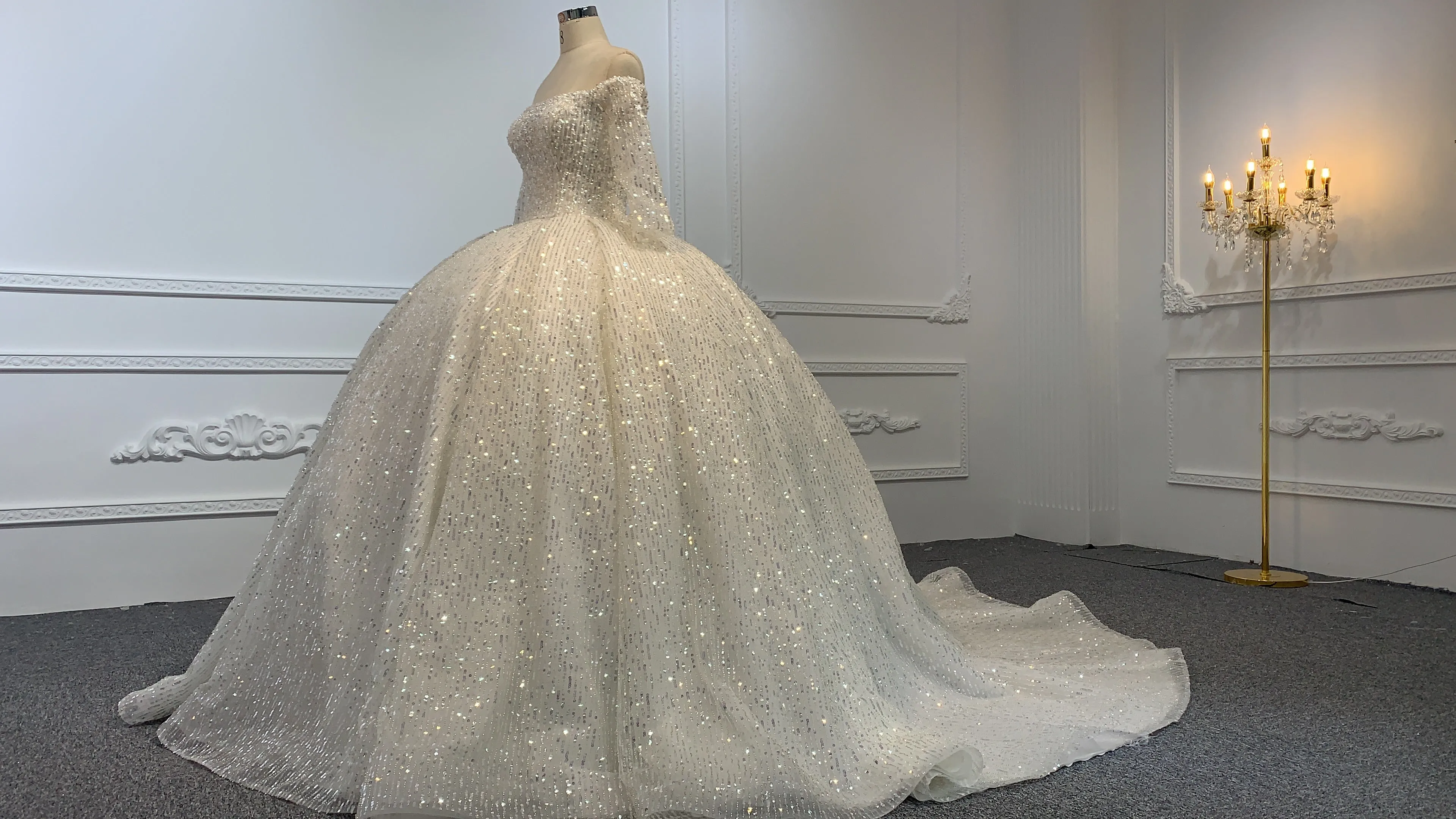B231- BYG Squeins Beading Lace Wedding Ball Gown