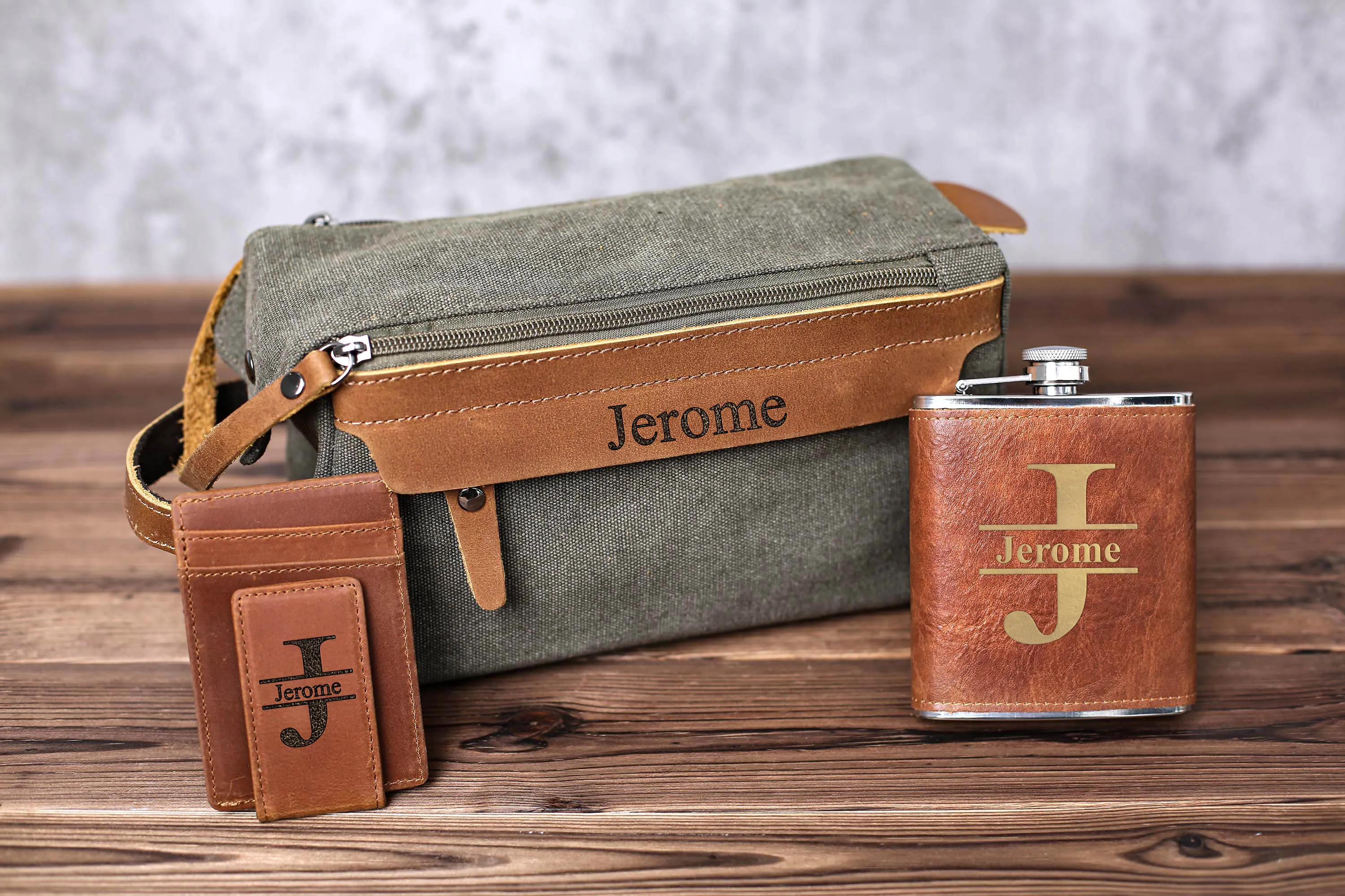 Bachelor Party Gift, Gift for Groomsmen, Personalized Leather Money Clip, Groomsmen Gift Toiletry Bag, Groomsmen Flask, Gift for Wedding