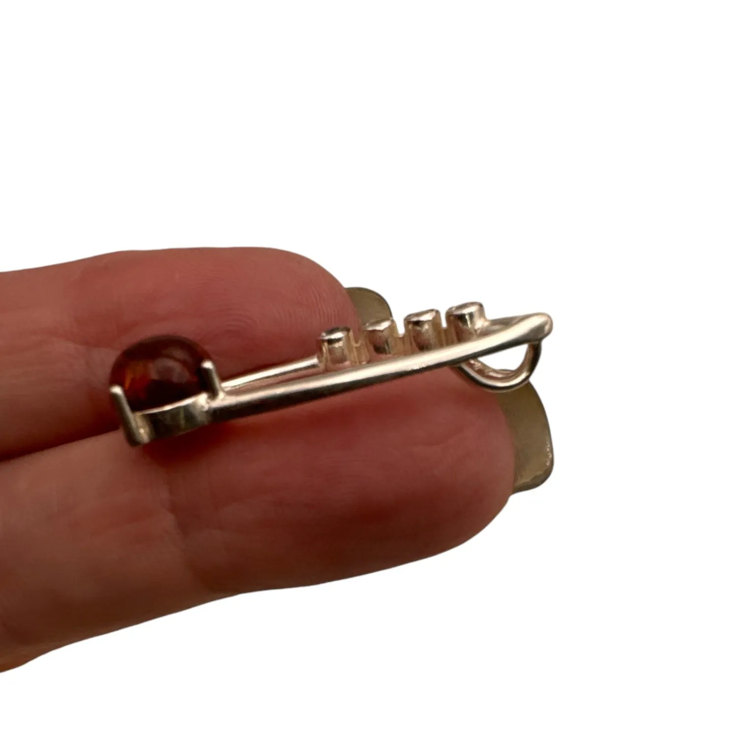 Baltic Amber & Topaz Solid 925 Sterling Silver Pendant