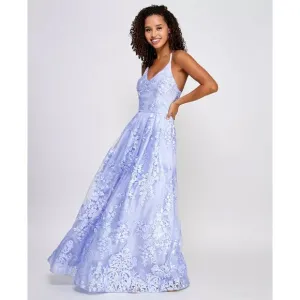 BCX Juniors' Floral Embroidered Evening Gown Prom Dress Lavender Size 0