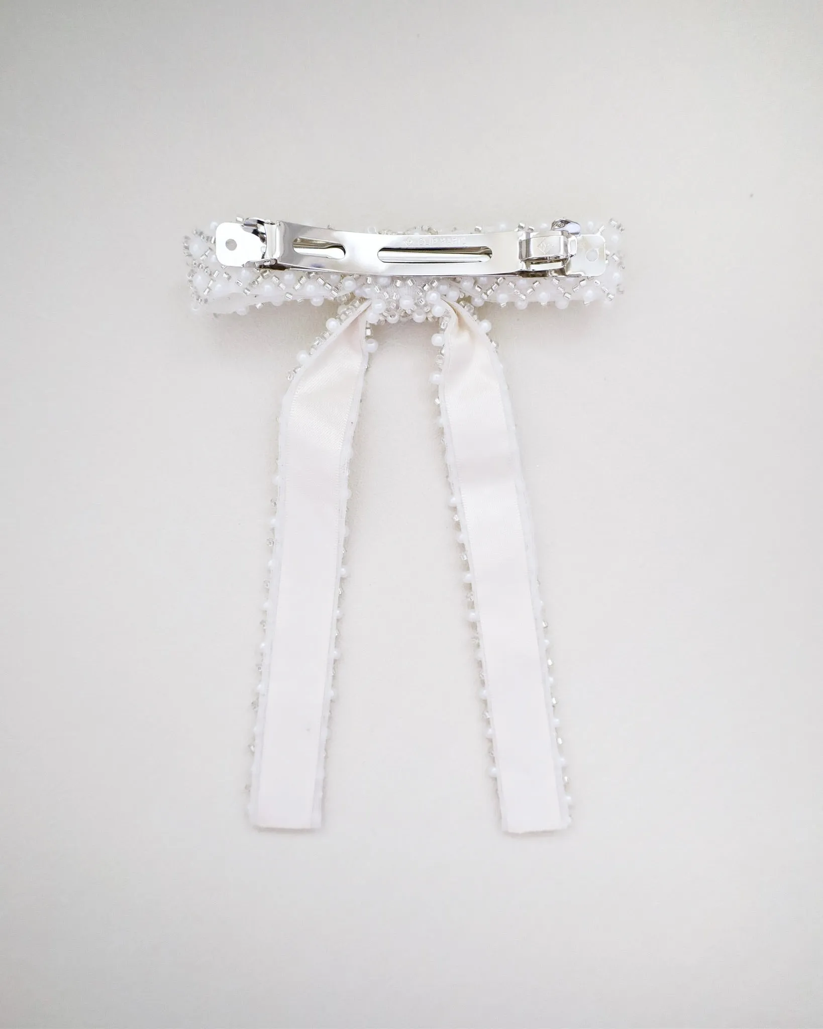 Beaded Pearls Bow Barrette