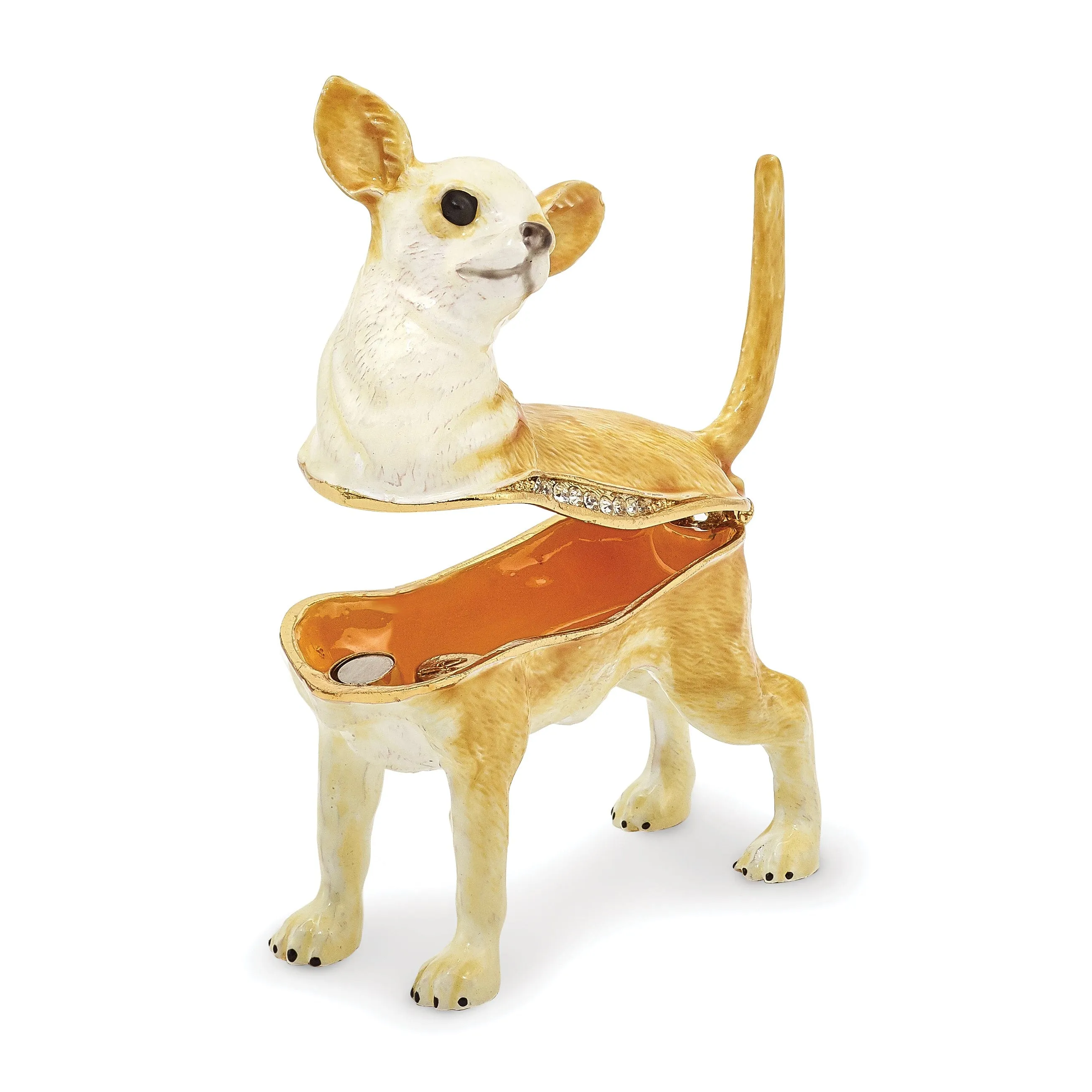 Bejewel Pewter Multi Color Enamel Finish SAMSON Chihuahua Trinket Box