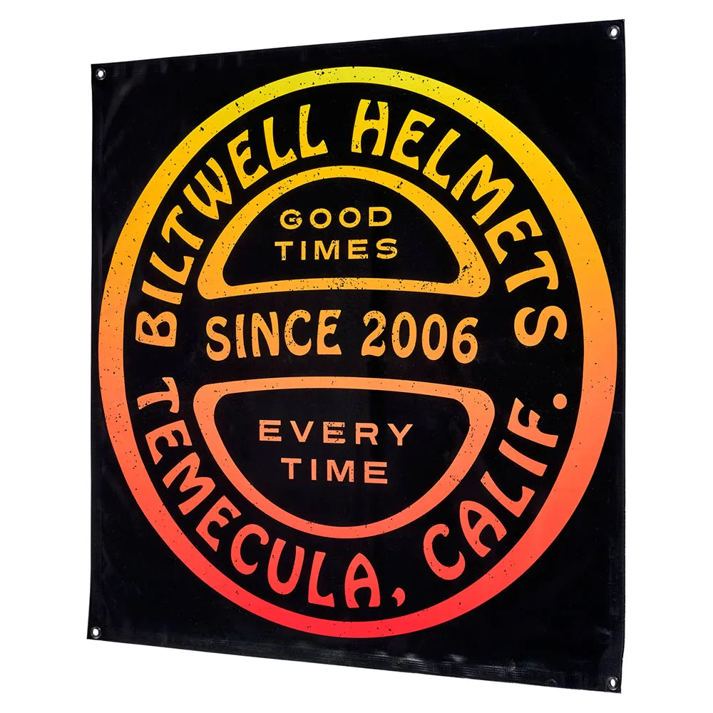 BILTWELL SHOP BANNER GOOD TIMES [BLACK/YELLOW/RED OMBRE] 91x91CM