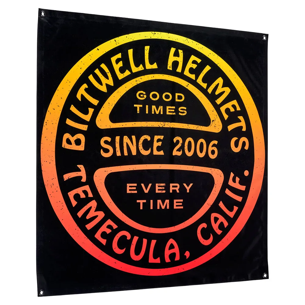 BILTWELL SHOP BANNER GOOD TIMES [BLACK/YELLOW/RED OMBRE] 91x91CM