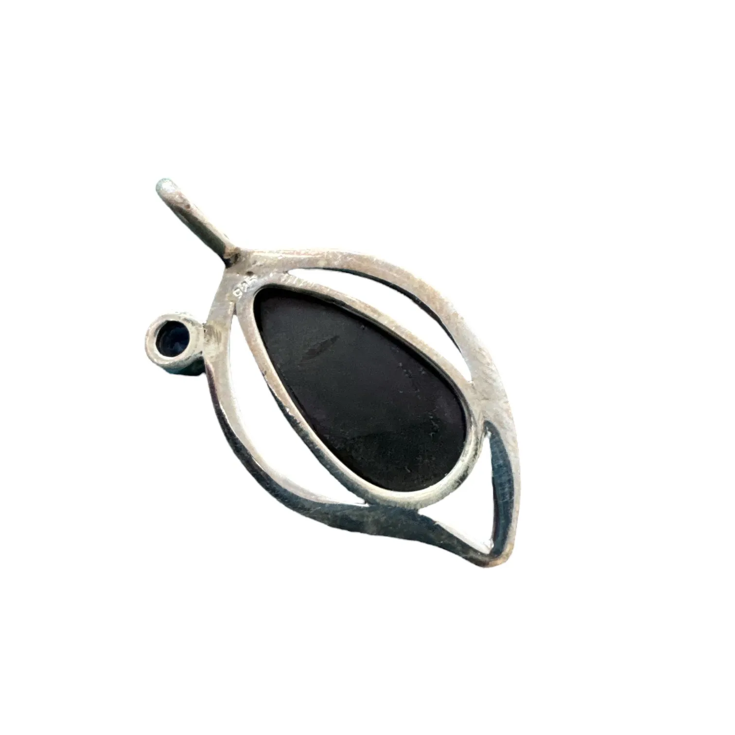 Black Onyx & Amethyst Solid 925 Sterling Silver Pendant