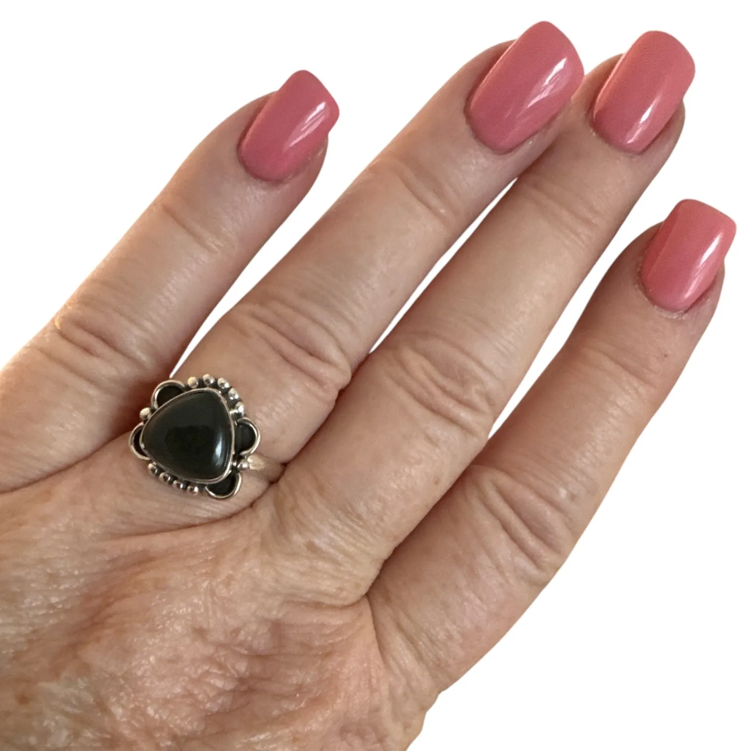 Black Onyx Solid 925 Sterling Silver Ring 7