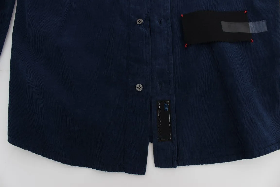 Blue Cotton Long Sleeve Slim Fit Manchester Shirt