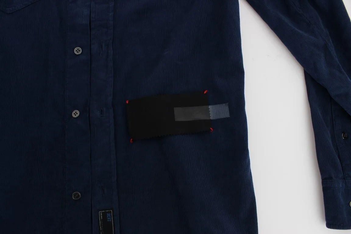 Blue Cotton Long Sleeve Slim Fit Manchester Shirt