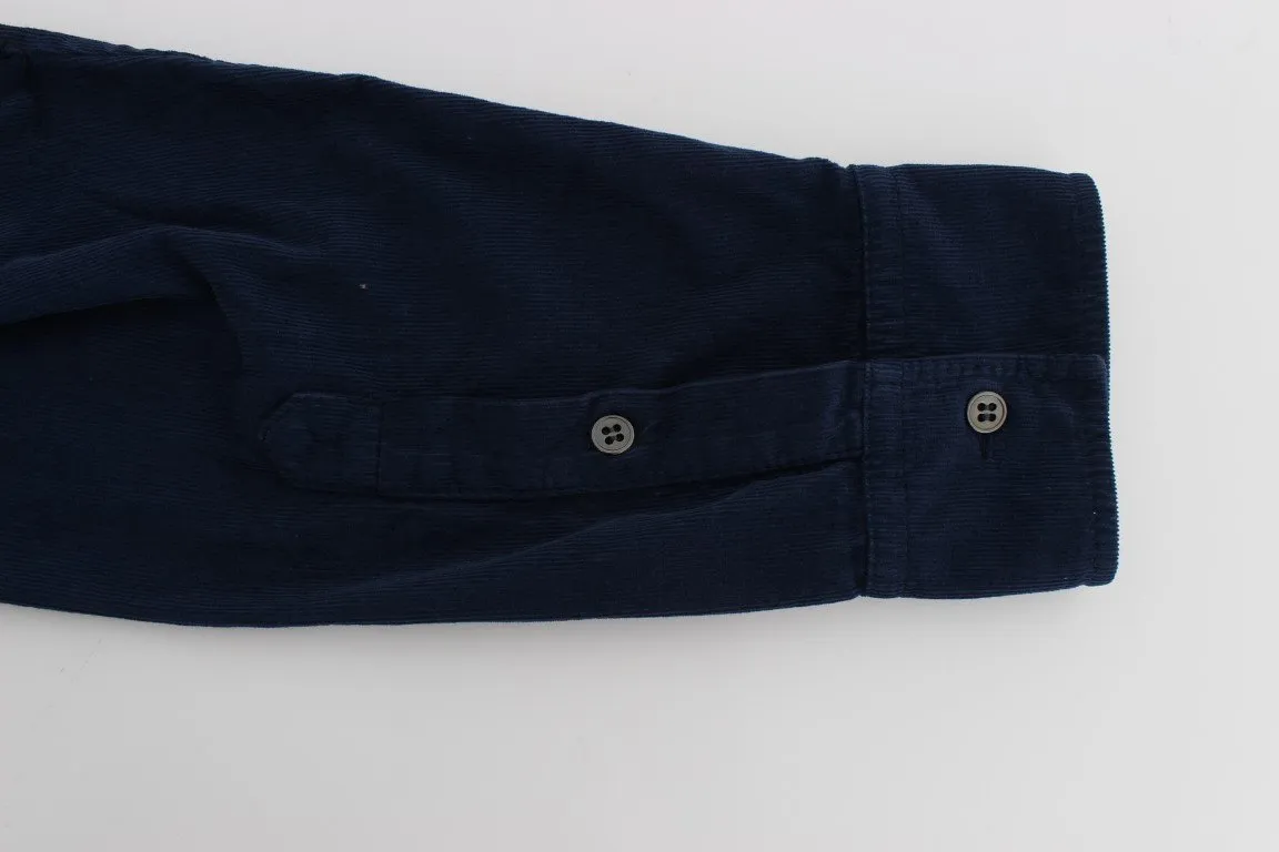 Blue Cotton Long Sleeve Slim Fit Manchester Shirt