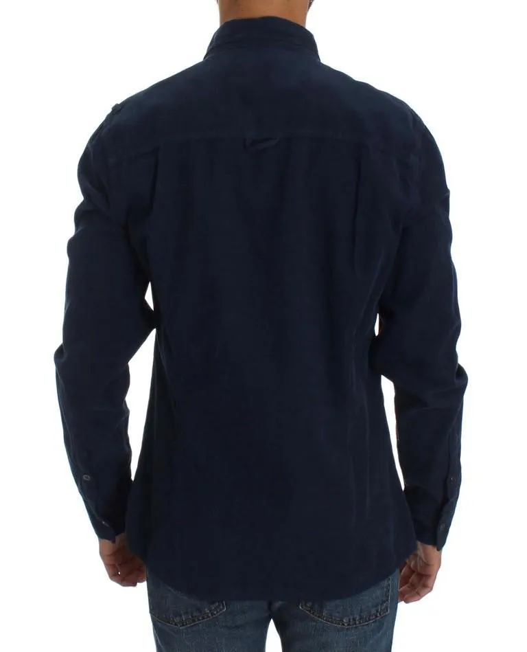 Blue Cotton Long Sleeve Slim Fit Manchester Shirt