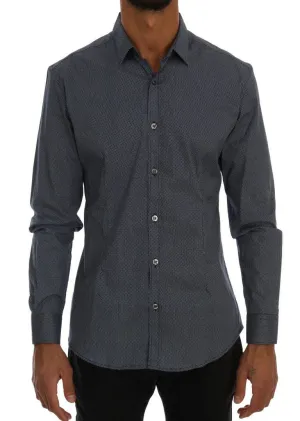 Blue Cotton Slim Fit Casual Shirt