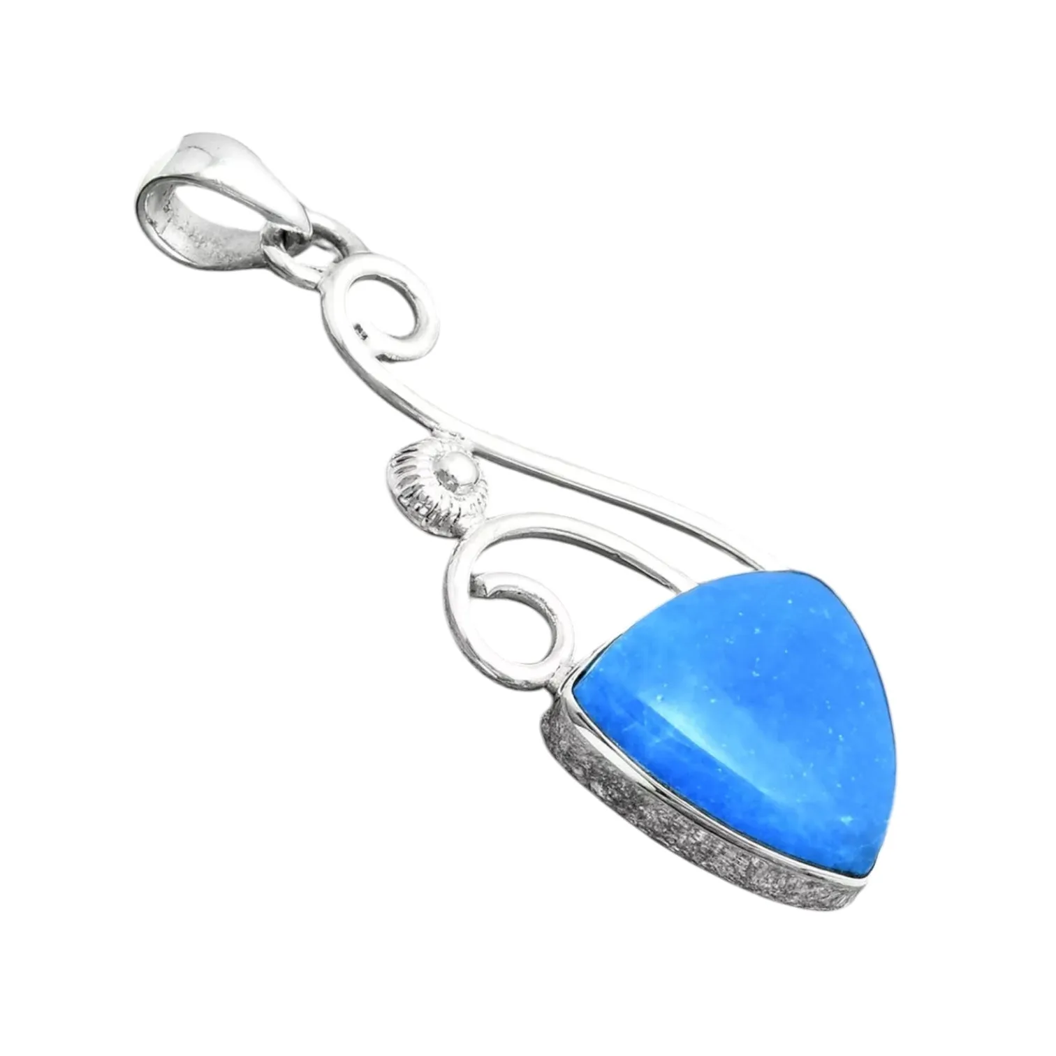 Blue Smithsonite Solid 925 Sterling Silver Pendant