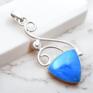 Blue Smithsonite Solid 925 Sterling Silver Pendant