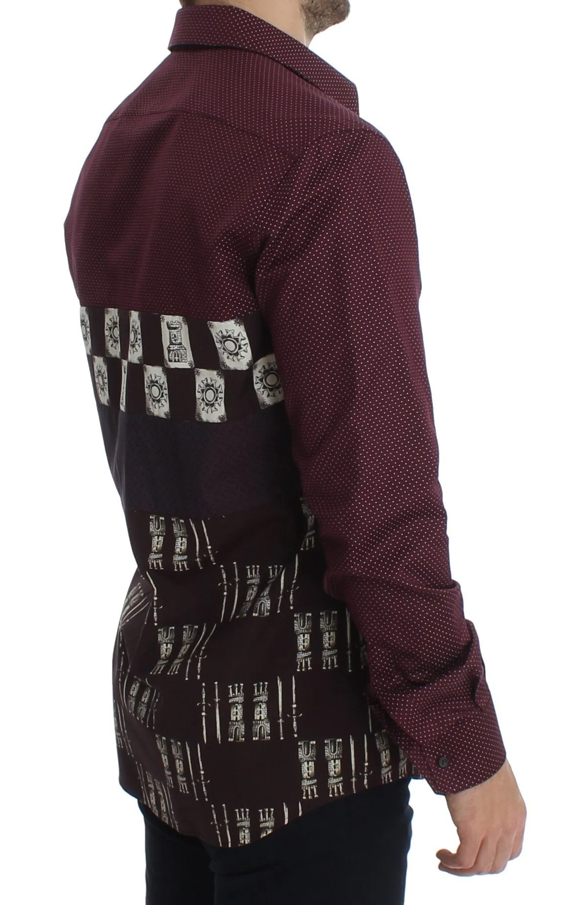 Bordeaux Medieval Print Slim Fit Casual Shirt