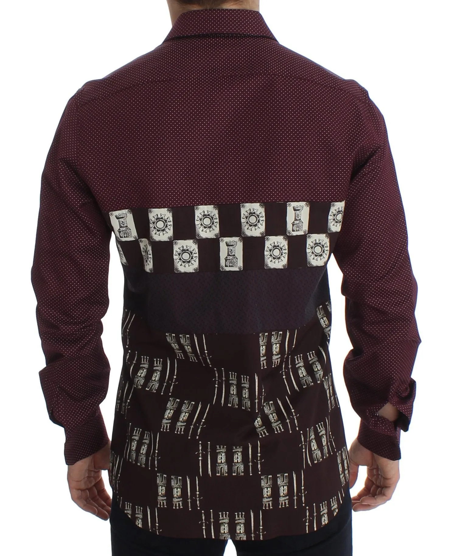 Bordeaux Medieval Print Slim Fit Casual Shirt