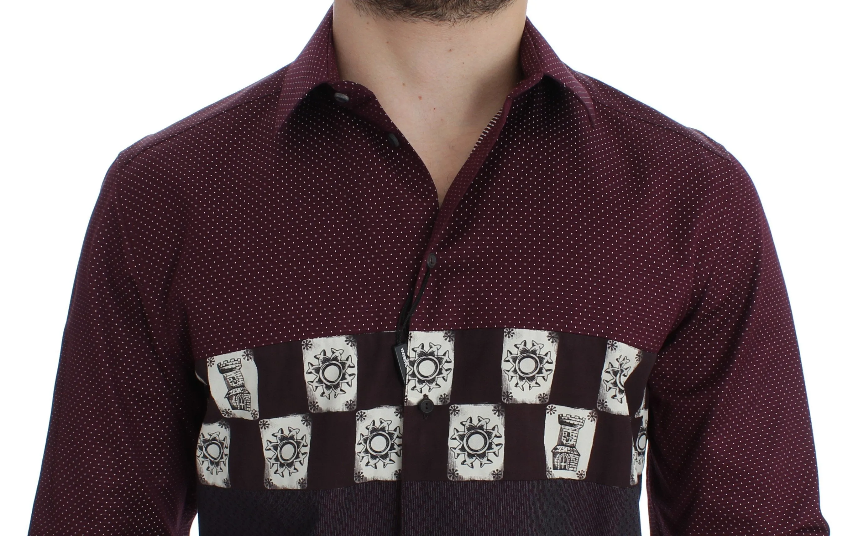 Bordeaux Medieval Print Slim Fit Casual Shirt