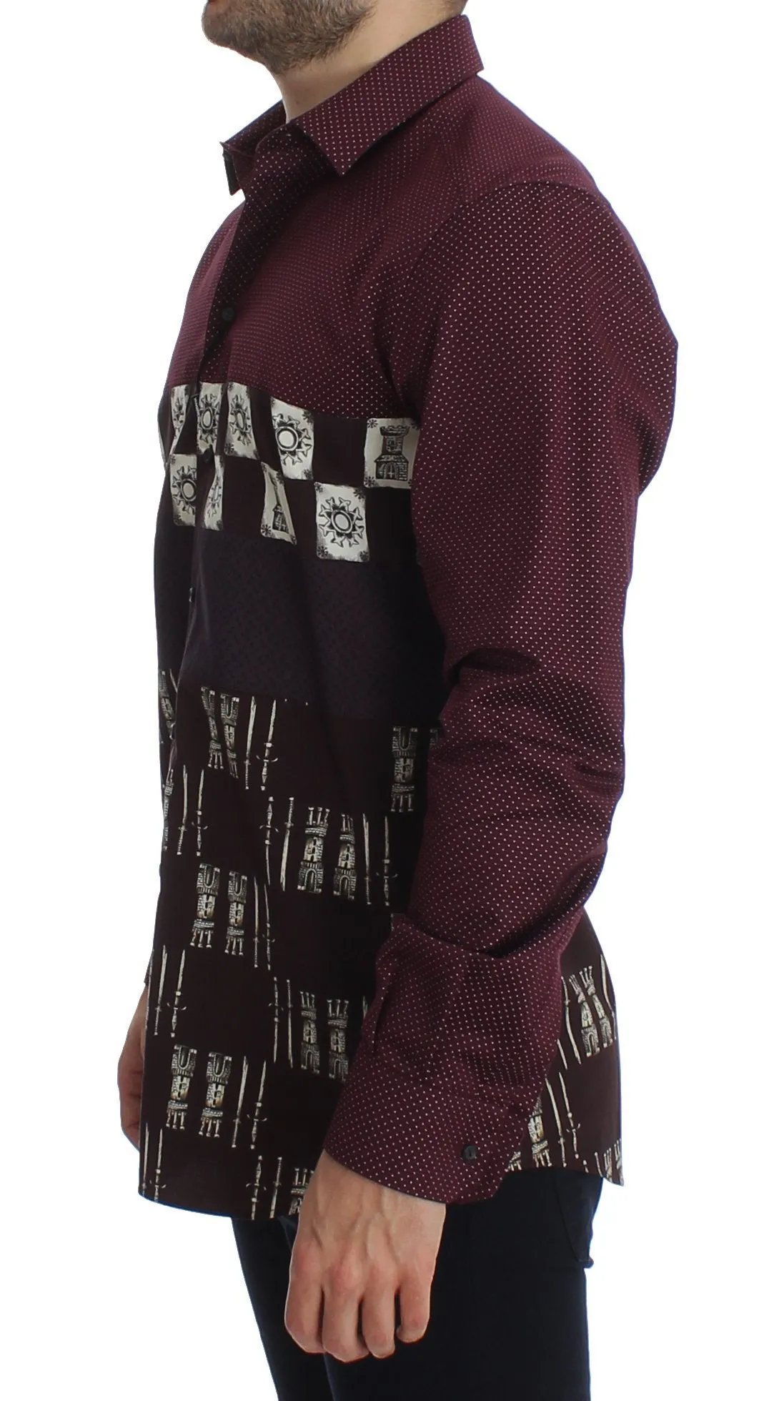 Bordeaux Medieval Print Slim Fit Casual Shirt