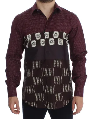 Bordeaux Medieval Print Slim Fit Casual Shirt