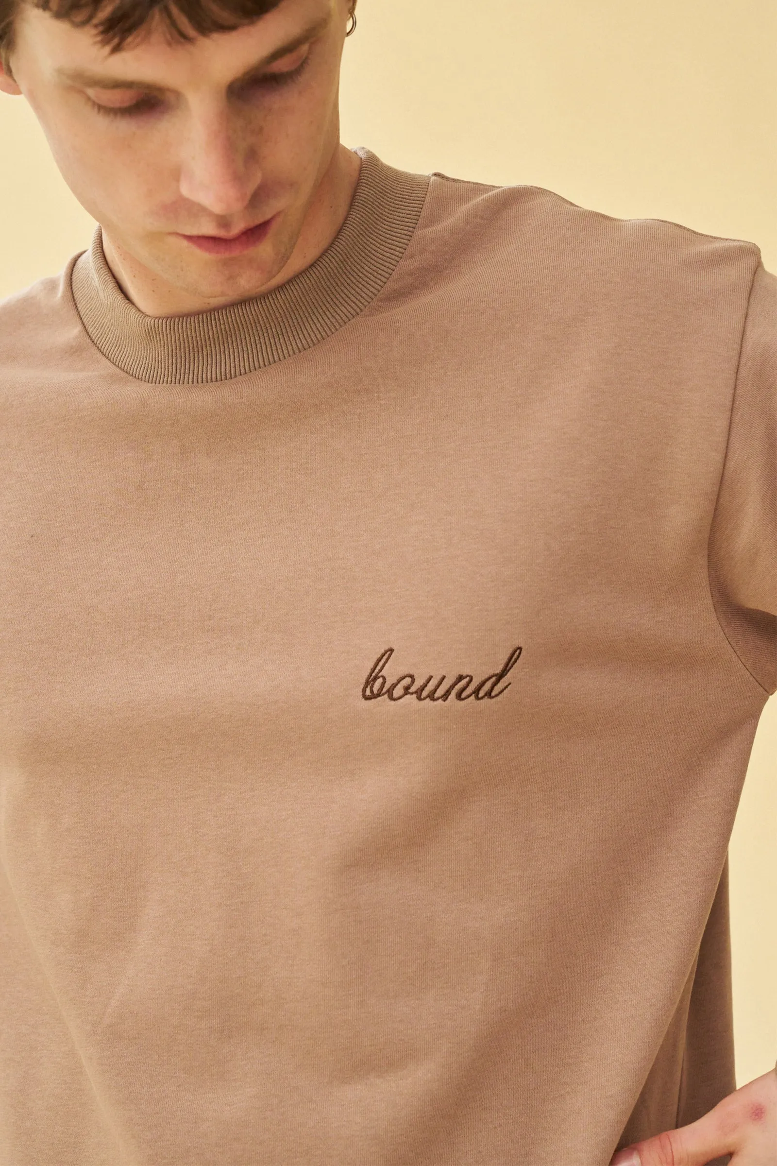 bound 'Script' Longsleeve Heavy Tee - Chestnut