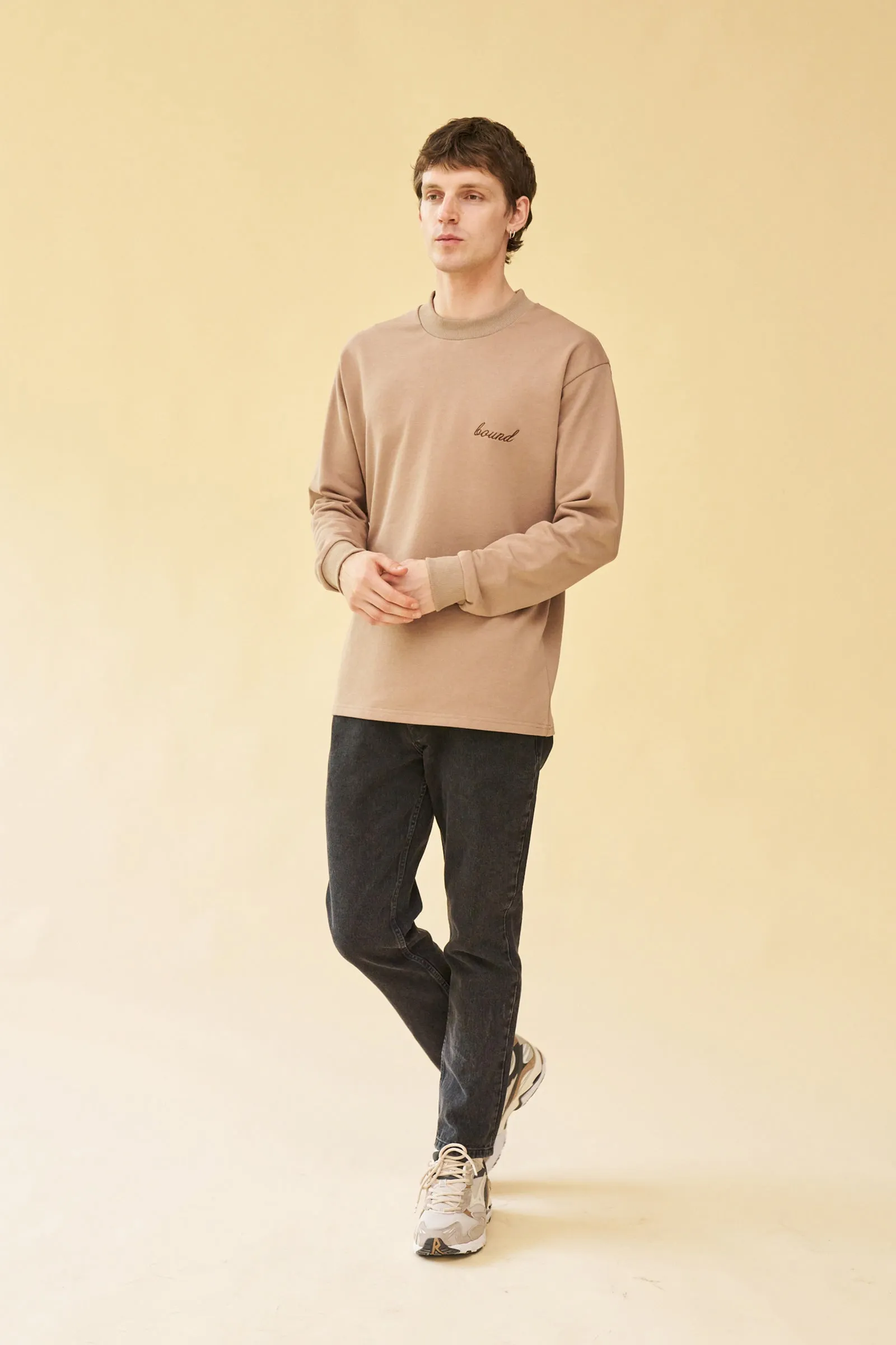bound 'Script' Longsleeve Heavy Tee - Chestnut