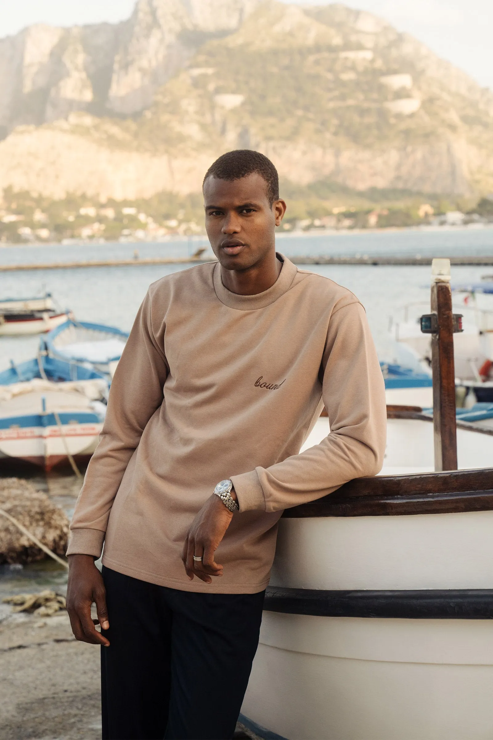 bound 'Script' Longsleeve Heavy Tee - Chestnut