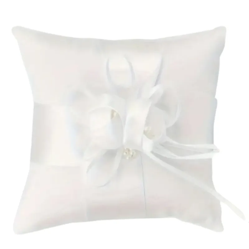 Bow & Pearl Wedding Ring Cushion - Personalised Gift