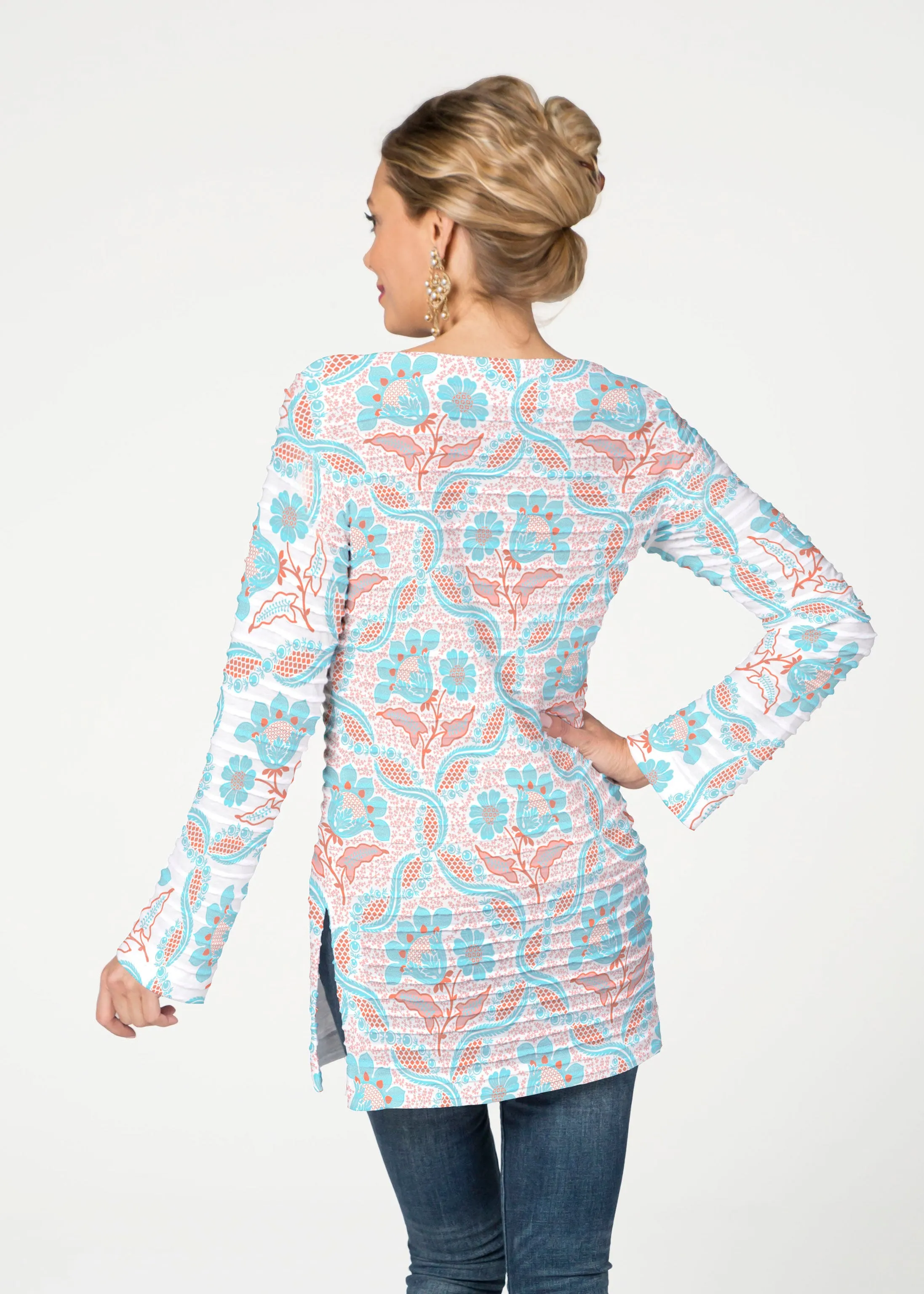 Braided Flower (7932) ~ Banded Boatneck Tunic