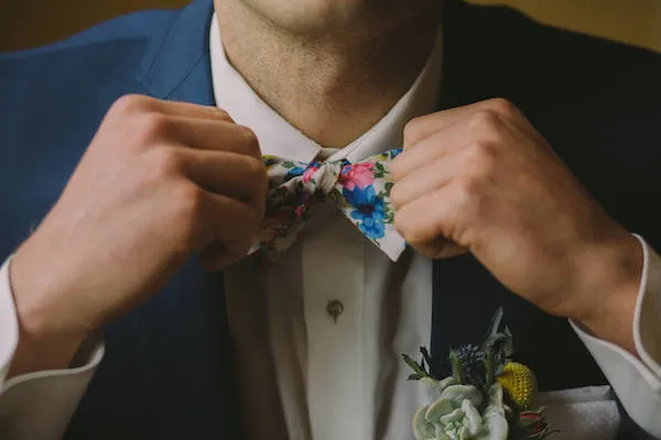Bright Pink & Blue Floral Bow Tie
