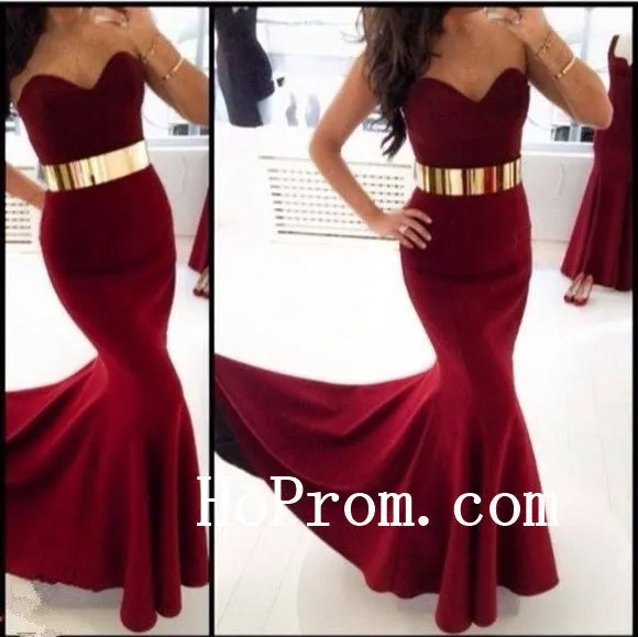 Burgundy Satin Prom Dress,Long Prom Dresses,Evening Dress