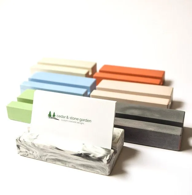 Business Card Holder for Desk - Concrete Business Card Holder - Modern - Desk Organizer - Office Decor - Card Holder - Business Card Display