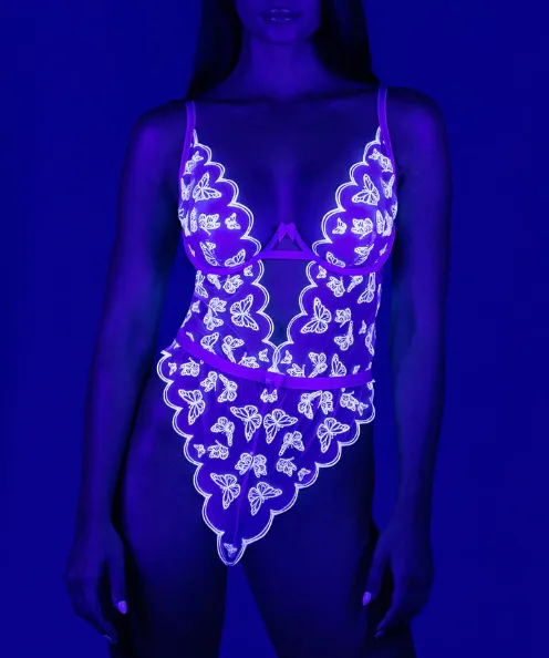 Butterfly Glow Teddy In Lavender & White - Roma Costume