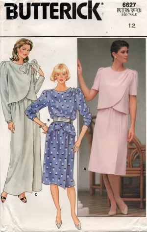 Butterick 6627 Womens Wrap Top & Skirt 1980s Vintage Sewing Pattern Size 12 Bust 34 Inches UNCUT Factory Folded