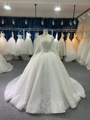 BYG #29775 reflective long sleeves wedding dress