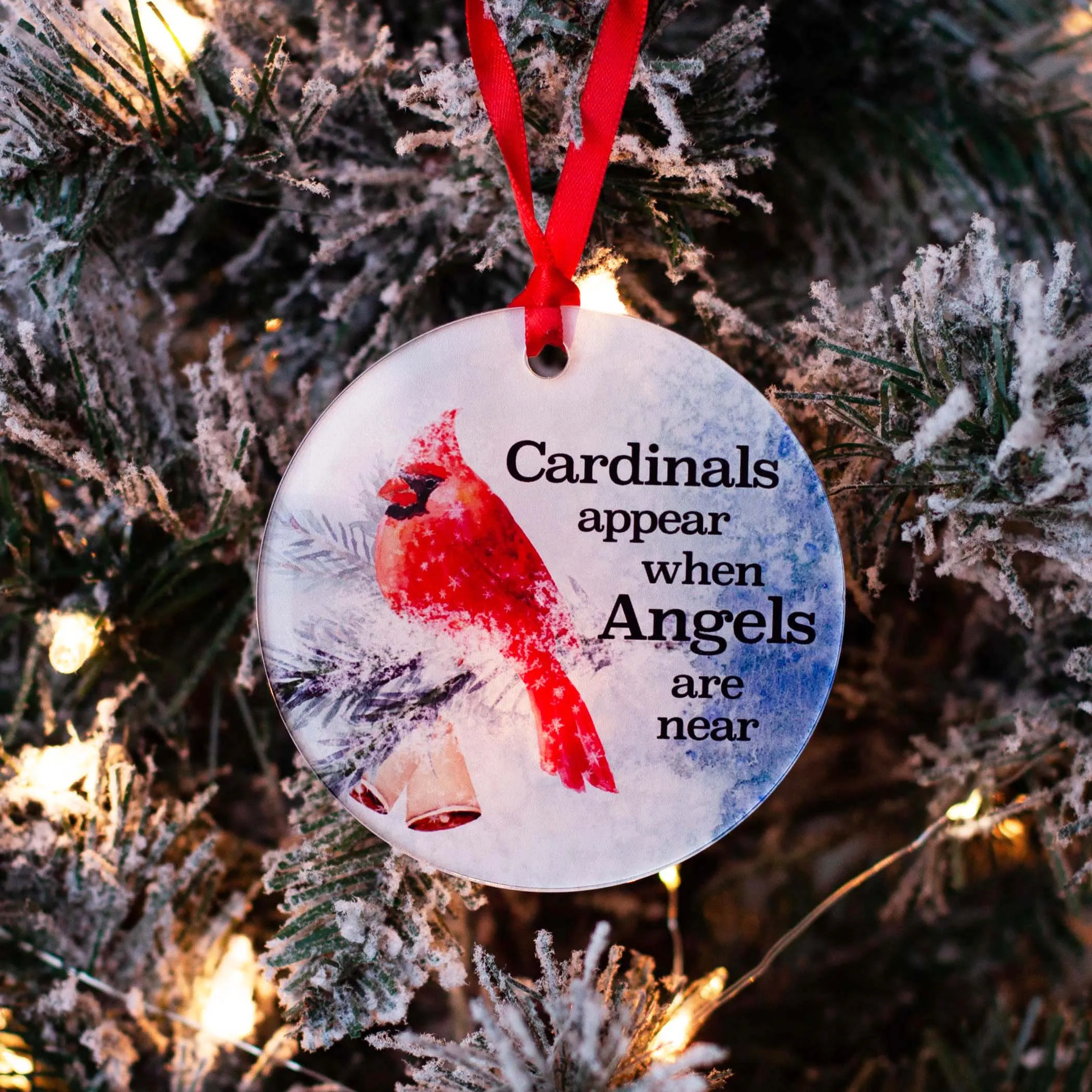 Cardinals Appear When Angels Are Near Acrylic Christmas Ornament
