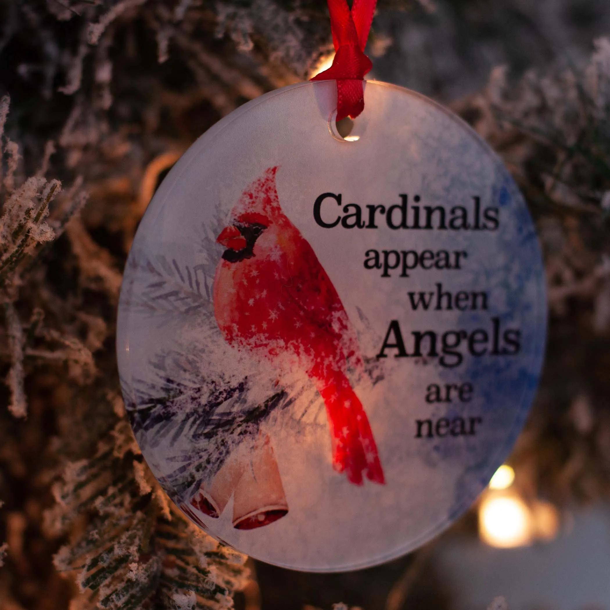 Cardinals Appear When Angels Are Near Acrylic Christmas Ornament