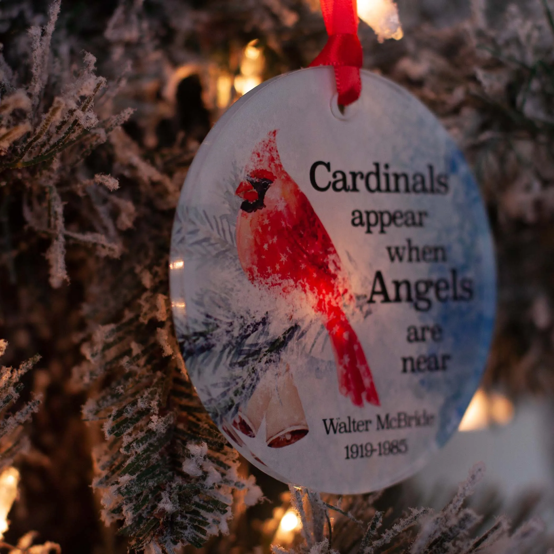 Cardinals Appear When Angels Are Near Acrylic Christmas Ornament