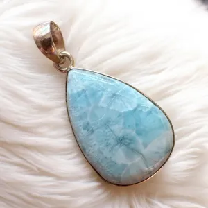 Caribbean Larimar Solid 925 Sterling Silver Pendant