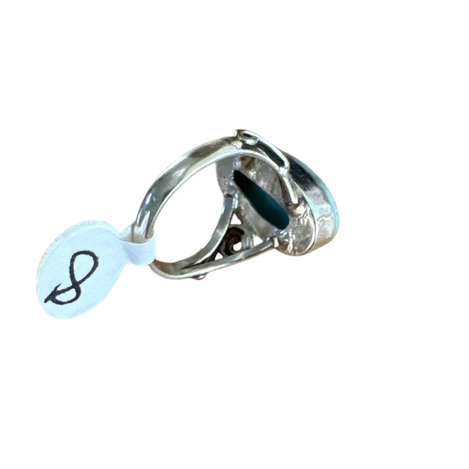 Caribbean Larimar Solid 925 Sterling Silver Ring 8