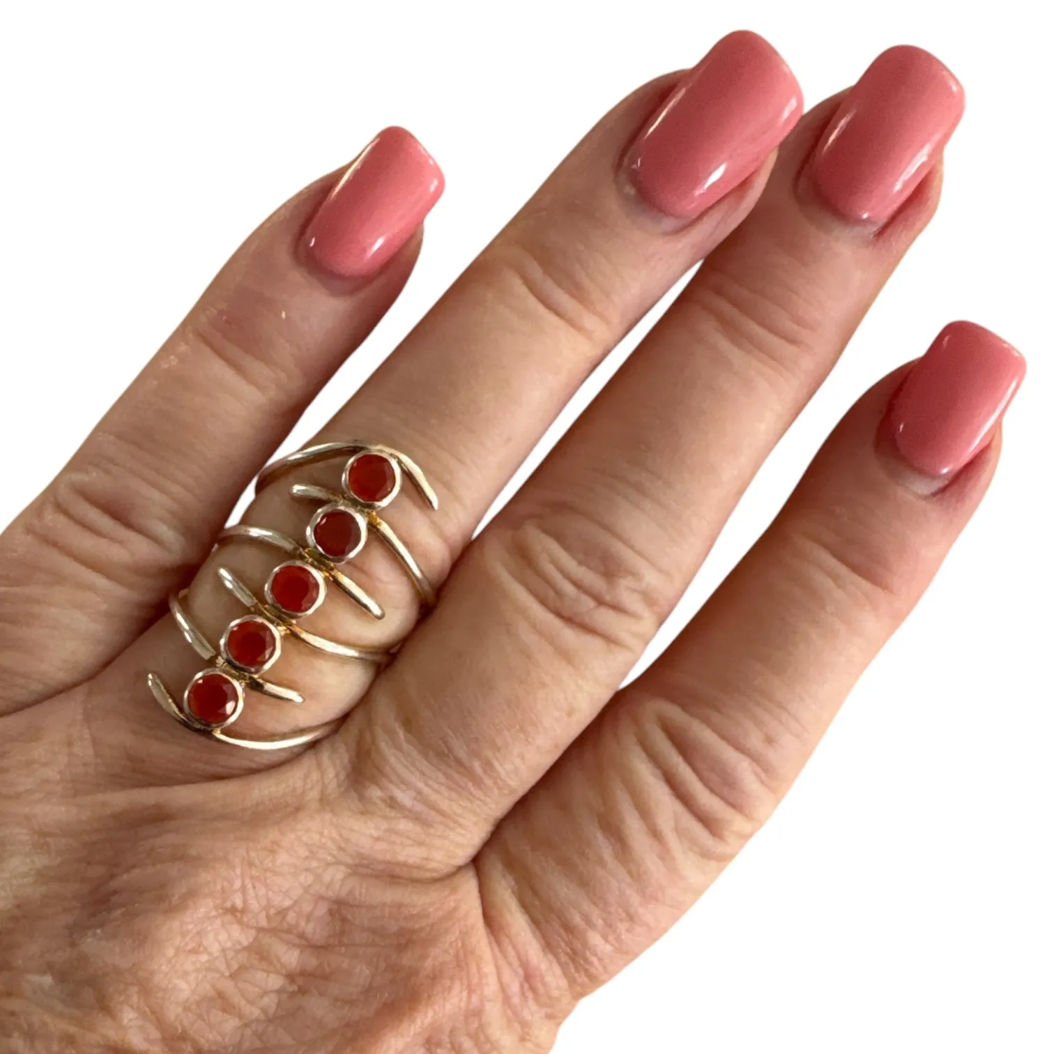Carnelian Solid 925 Sterling Silver Ring 7