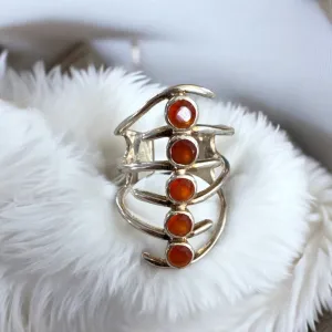 Carnelian Solid 925 Sterling Silver Ring 7