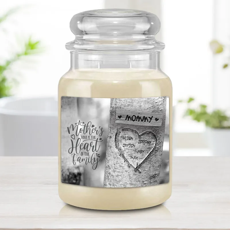 Carved Heart Tree Candle - Personalized Mother's Day Gift for Mom or Nana