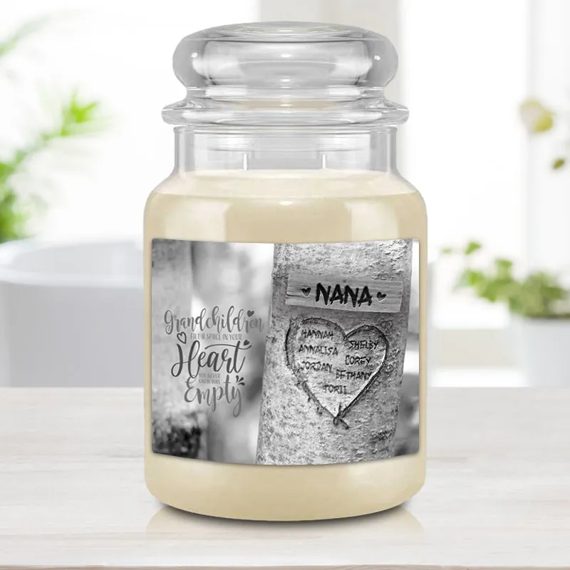 Carved Heart Tree Candle - Personalized Mother's Day Gift for Mom or Nana