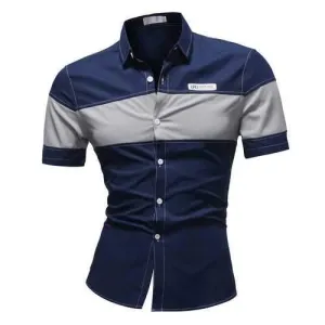 Casual Patchwork Slim Designer Shirts