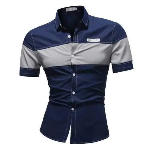 Casual Patchwork Slim Designer Shirts