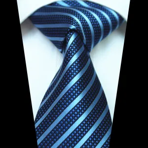 Celino Two-Toned Blue Lines 100% Woven Silk Tie for Men Necktie Turkey Made