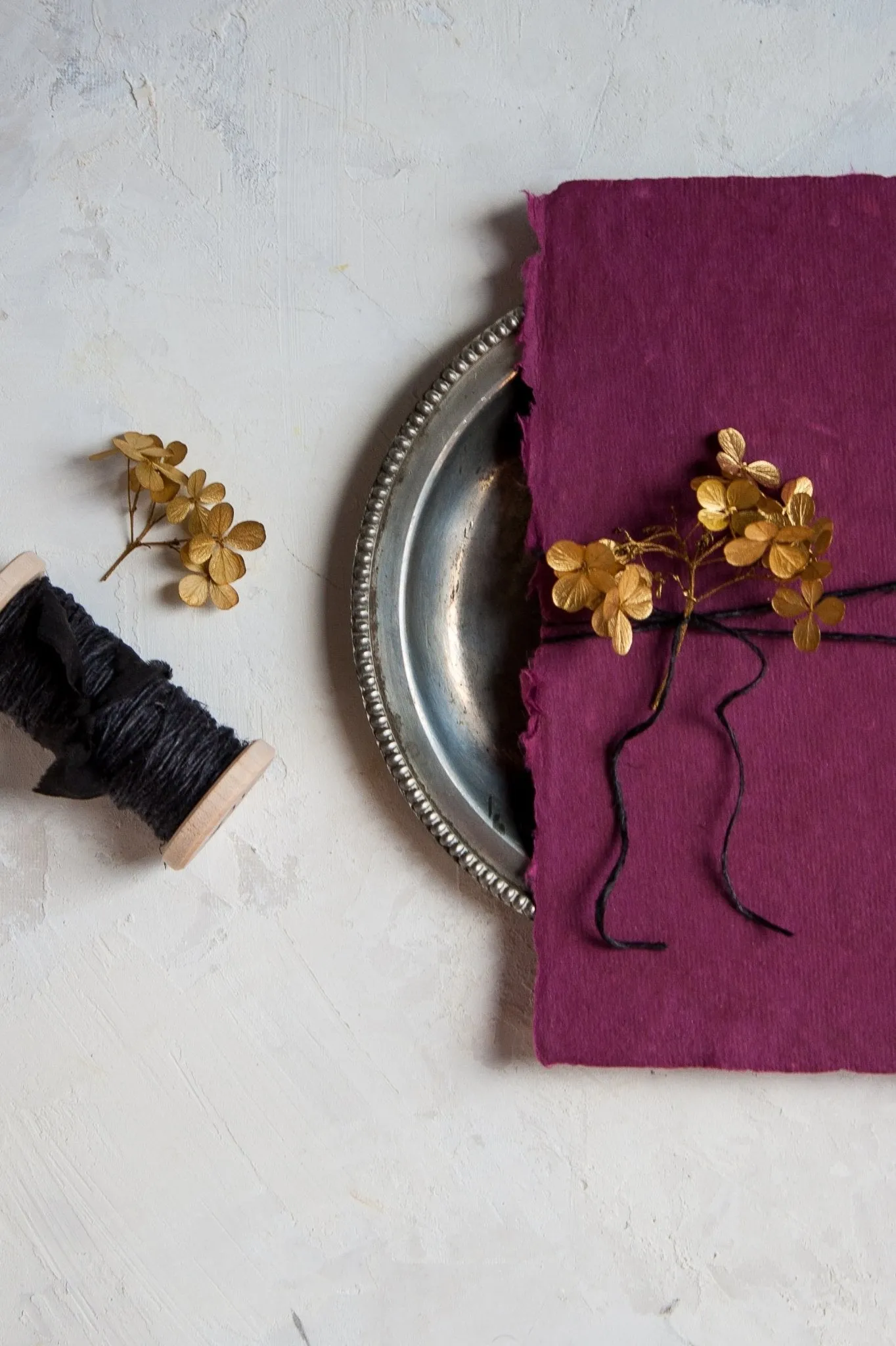 Charcoal Flax Twine, Hand Spun