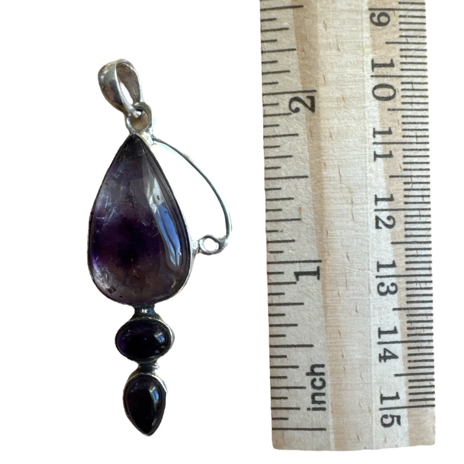 Chevron Amethyst Solid 925 Sterling Silver Pendant