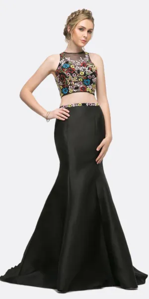 Cinderella Divine 84267 Two Piece Mermaid Dress Mikado Skirt Keyhole Back